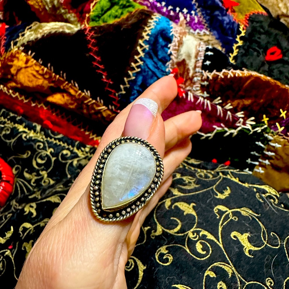 Moonstone silver cocktail ring